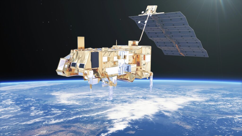 An artist's impression of the Metop-C satellite in orbit
